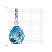 Подвеска из серебра с топазом Swiss и фианитами