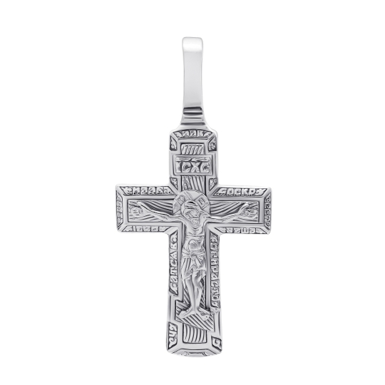 Подвеска-крест из серебра с чернением и позолотой