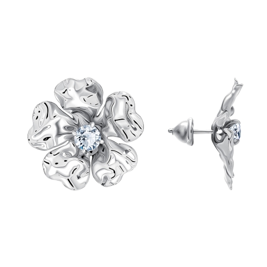 Серьги из серебра с ювелирными кристаллами изумруд