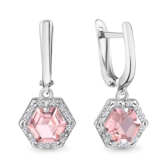 Серьги из серебра с жемчугом и фианитами