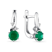 Серьги из серебра с агатами и фианитами