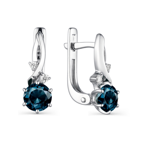 Серьги из серебра с аметистами и фианитами