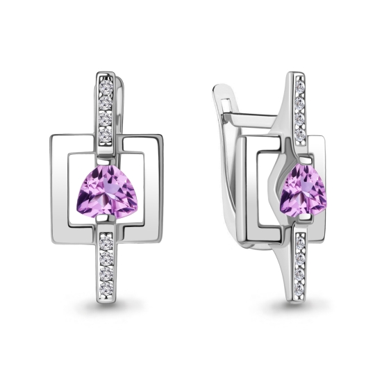 Серьги из серебра с кристальной тканью