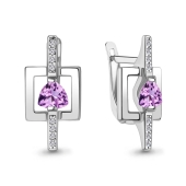 Серьги из серебра с аметистами и фианитами