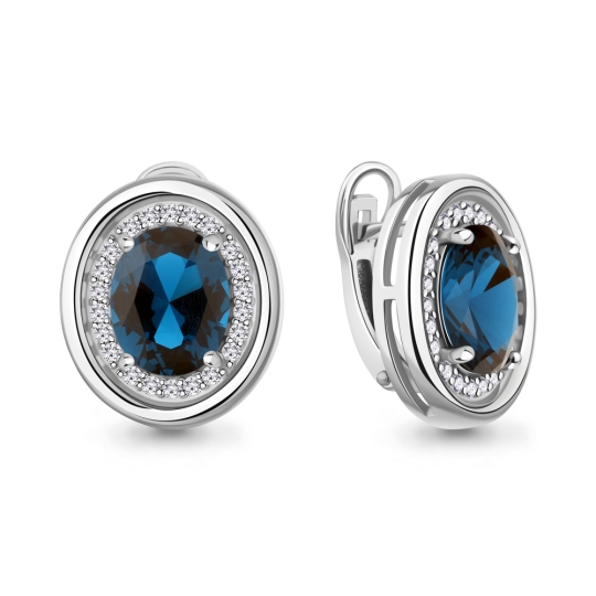 Одиночная серьга из серебра с эмалью