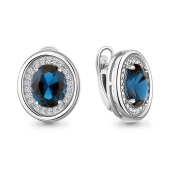 Серьги из серебра с ювелирными кристаллами и фианитами