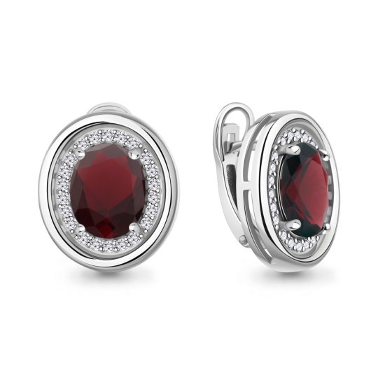 Серьги из серебра с ювелирными кристаллами и фианитами