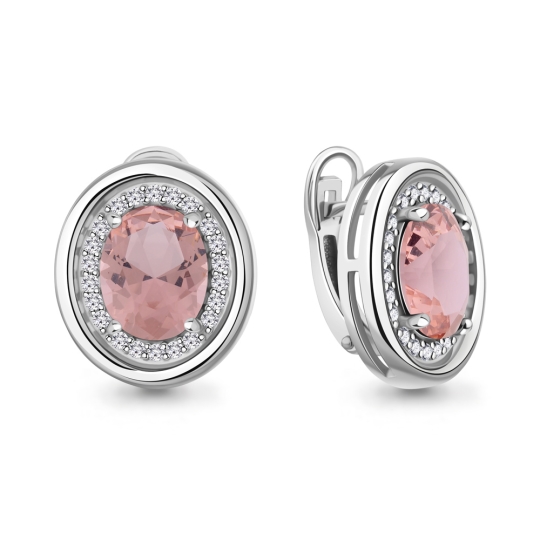 Серьги из серебра с ювелирными кристаллами и фианитами