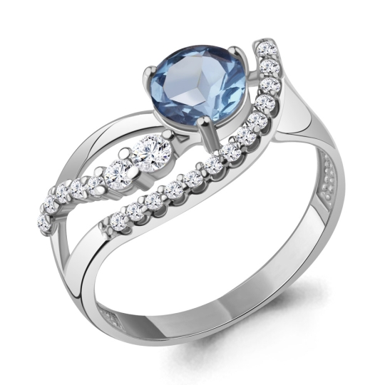 Кольцо из серебра с рубином и фианитами