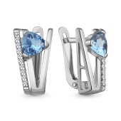 Серьги из серебра с топазами Swiss и фианитами