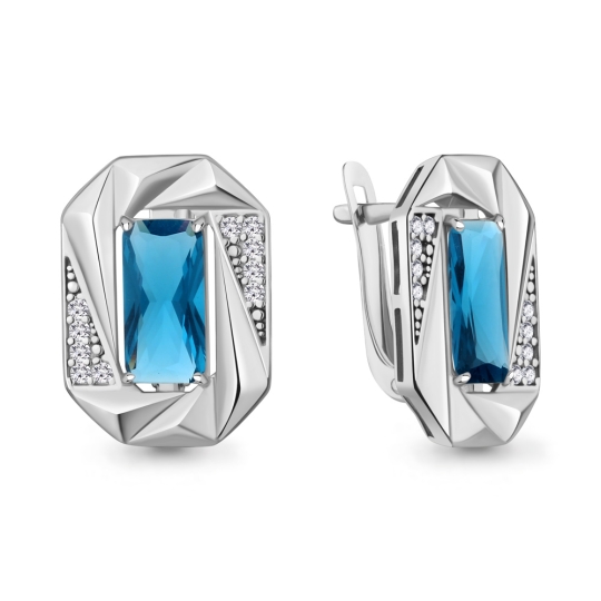 Серьги из серебра с ситаллами и фианитами