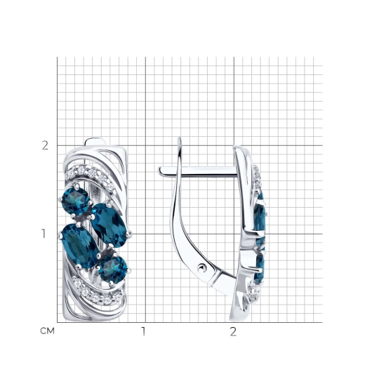 Серьги из серебра с фианитами