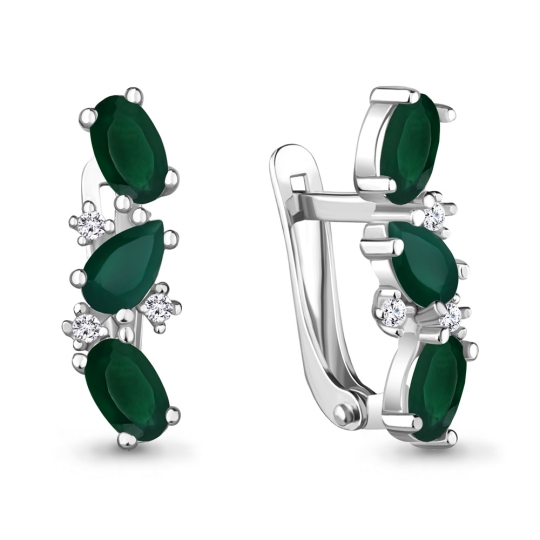 Серьги из серебра с позолотой и фианитами