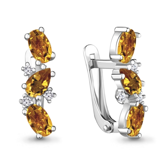 Серьги из серебра с фианитами