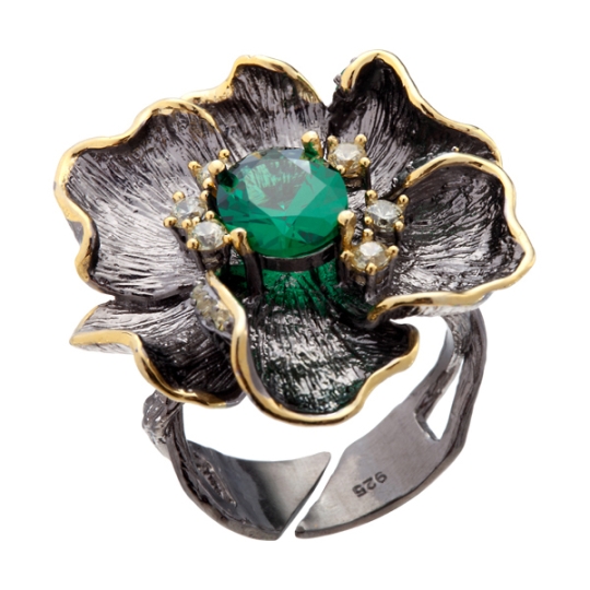 Серьги из серебра с позолотой и шпинелью