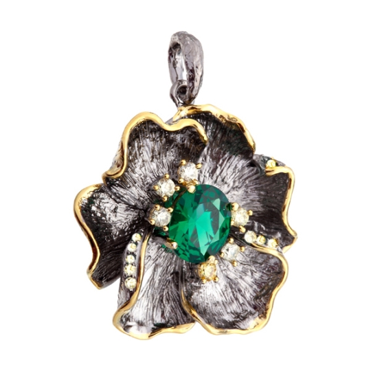 Серьги из серебра с позолотой и шпинелью