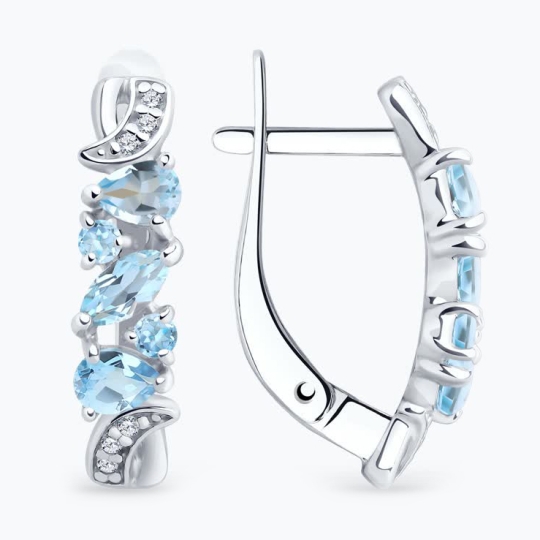 Кольцо из серебра с топазами и фианитами