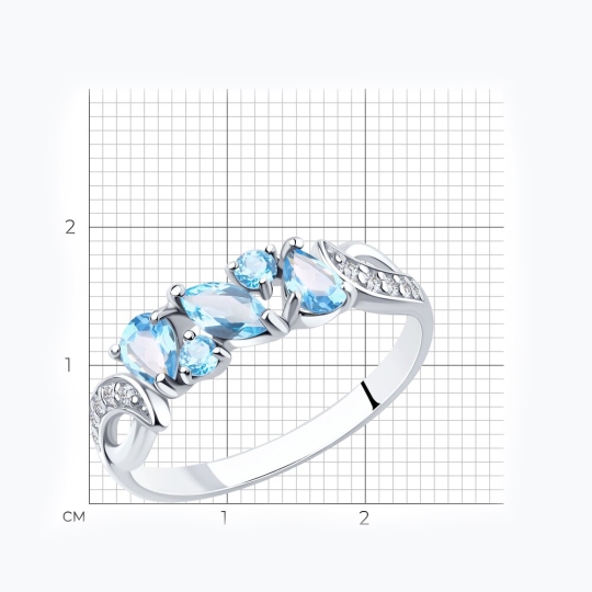 Кольцо из серебра с топазами и фианитами