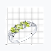 Кольцо из серебра с хризолитами и фианитами