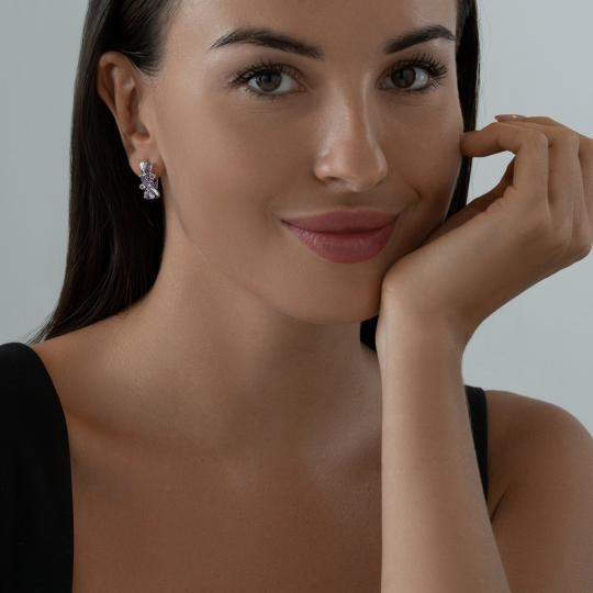 Серьги из серебра с аметистами и фианитами