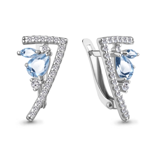 Кольцо из серебра с топазами Swiss и фианитами