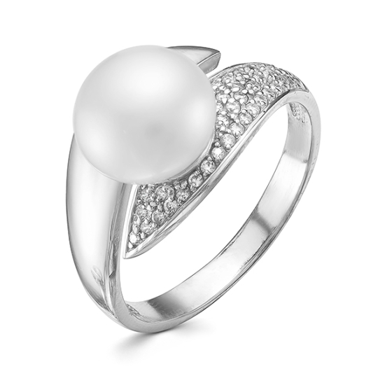 Серьги из серебра с жемчугом и фианитами