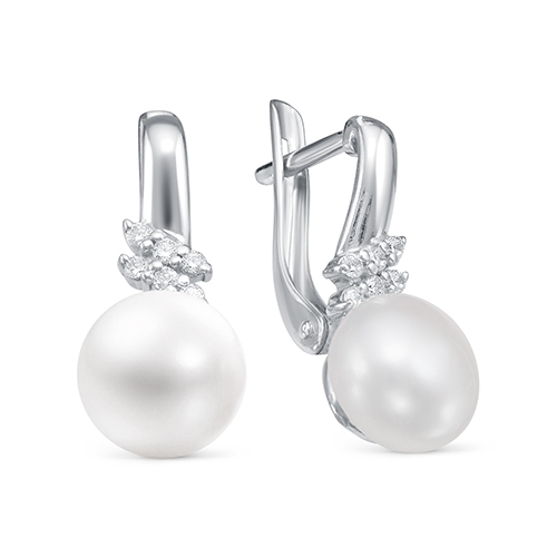 Кольцо из серебра с жемчугом и фианитами