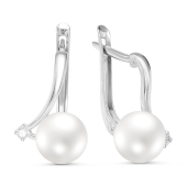 Серьги из серебра с жемчугом и фианитами