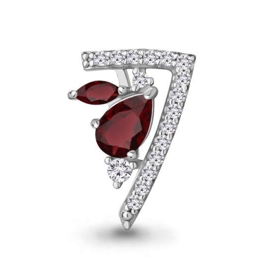 Серьги из серебра с гранатами и фианитами