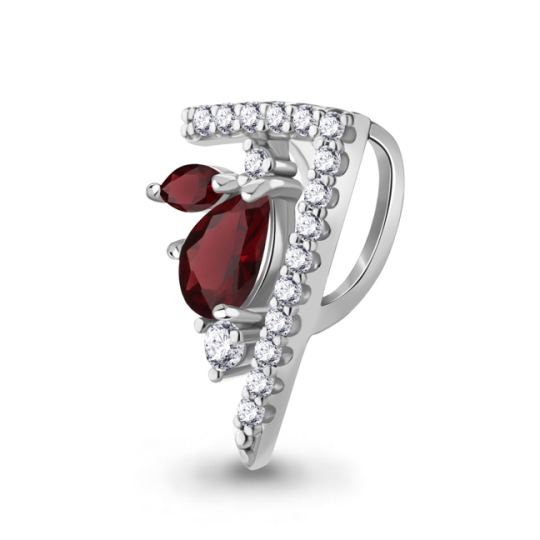 Серьги из серебра с гранатами и фианитами