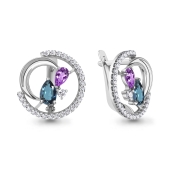 Серьги из серебра с миксом камней