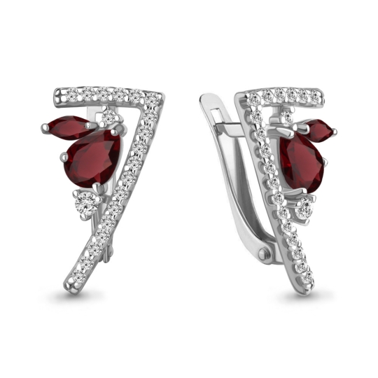 Серьги из серебра с фианитами