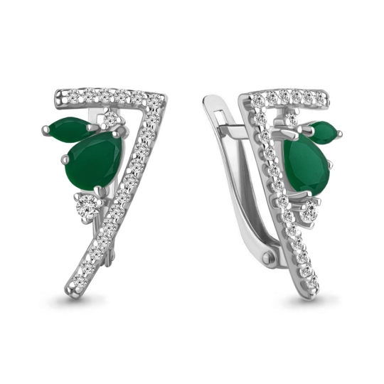 Кольцо из серебра с агатами и фианитами