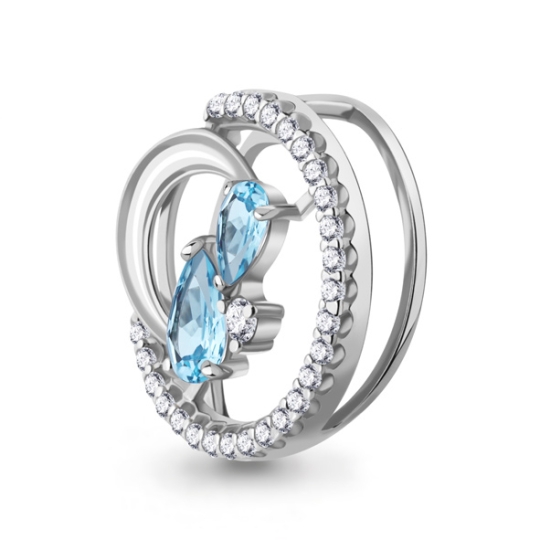 Подвеска из серебра с жемчугом и фианитами