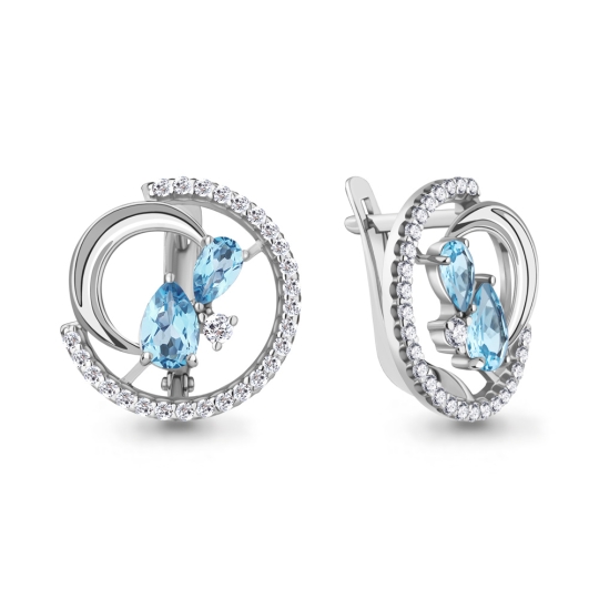 Подвеска из серебра с топазами Swiss и фианитами