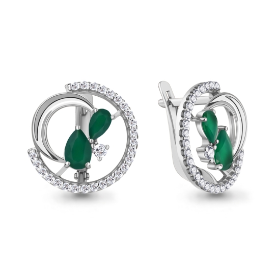 Кольцо из серебра с агатами и фианитами