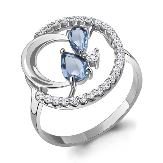 Подвеска из серебра с топазами Swiss и фианитами