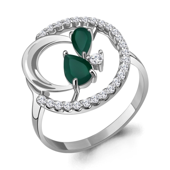 Кольцо из серебра с фианитами