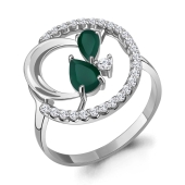 Кольцо из серебра с агатами и фианитами