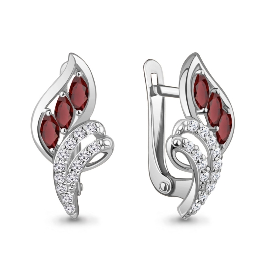 Подвеска из серебра с гранатами и фианитами