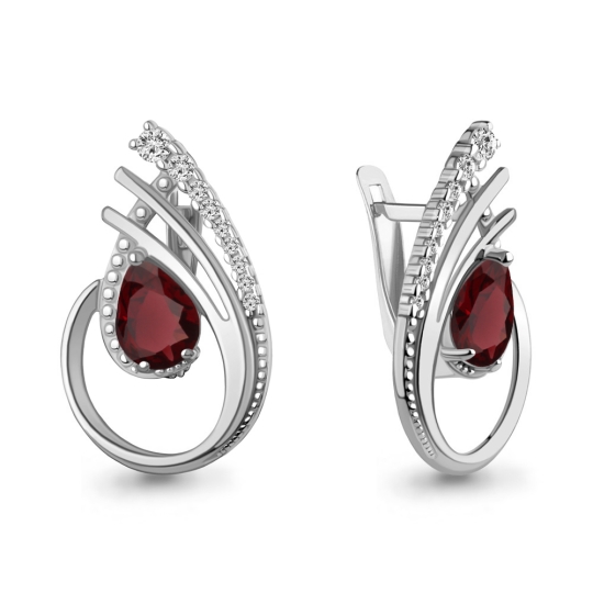 Кольцо из серебра с гранатом и фианитами