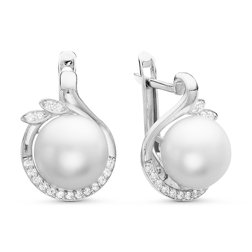 Серьги из серебра с ювелирными кристаллами и фианитами