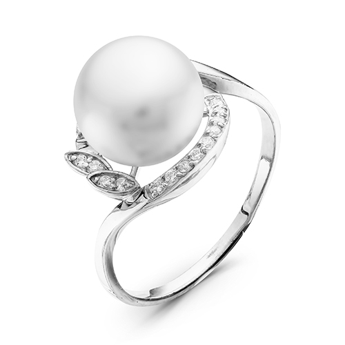 Серьги из серебра с жемчугом и фианитами