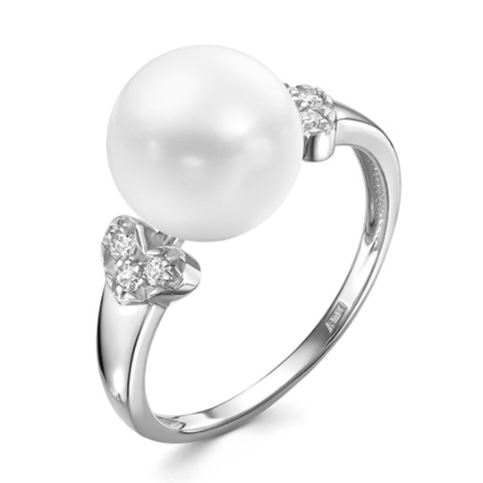 Серьги из серебра с жемчугом и фианитами