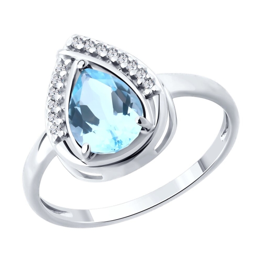 Серьги из серебра с топазами и фианитами