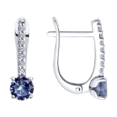 Серьги из серебра с ситаллами и фианитами