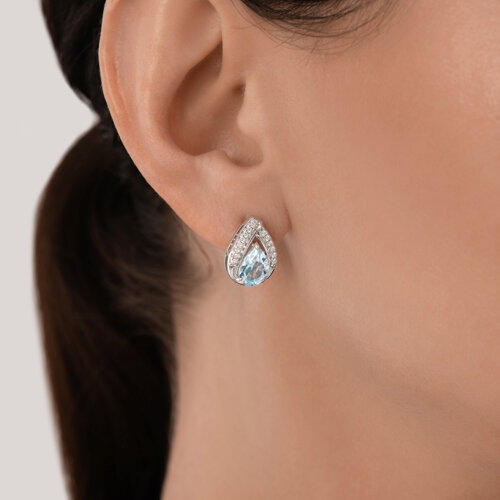 Серьги из серебра с топазами и фианитами