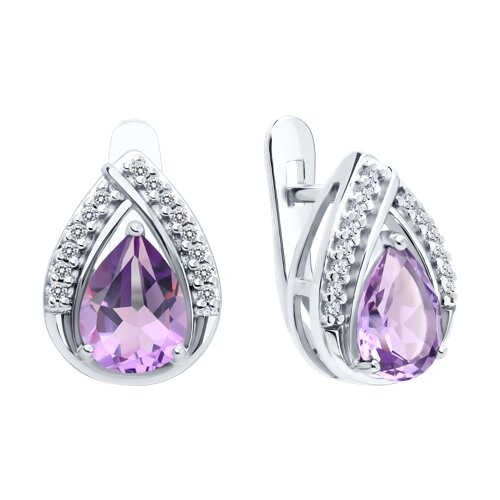 Серьги из серебра с эмалью и фианитами