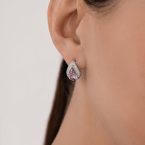 Серьги из серебра с эмалью и фианитами