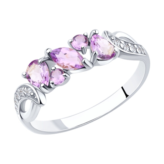 Кольцо из серебра с фианитами